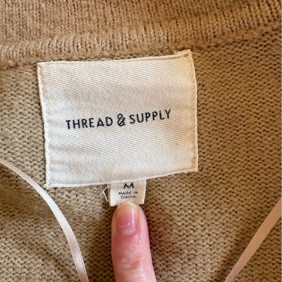 Thread & Supply Women’s Cozy Open Cardigan in Soft Beige Size Medium - Picture 3 of 4
